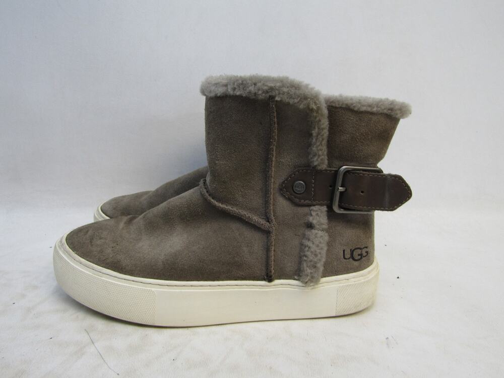 UGG Womens Size 6 Gray Suede Buckle Winter Boots